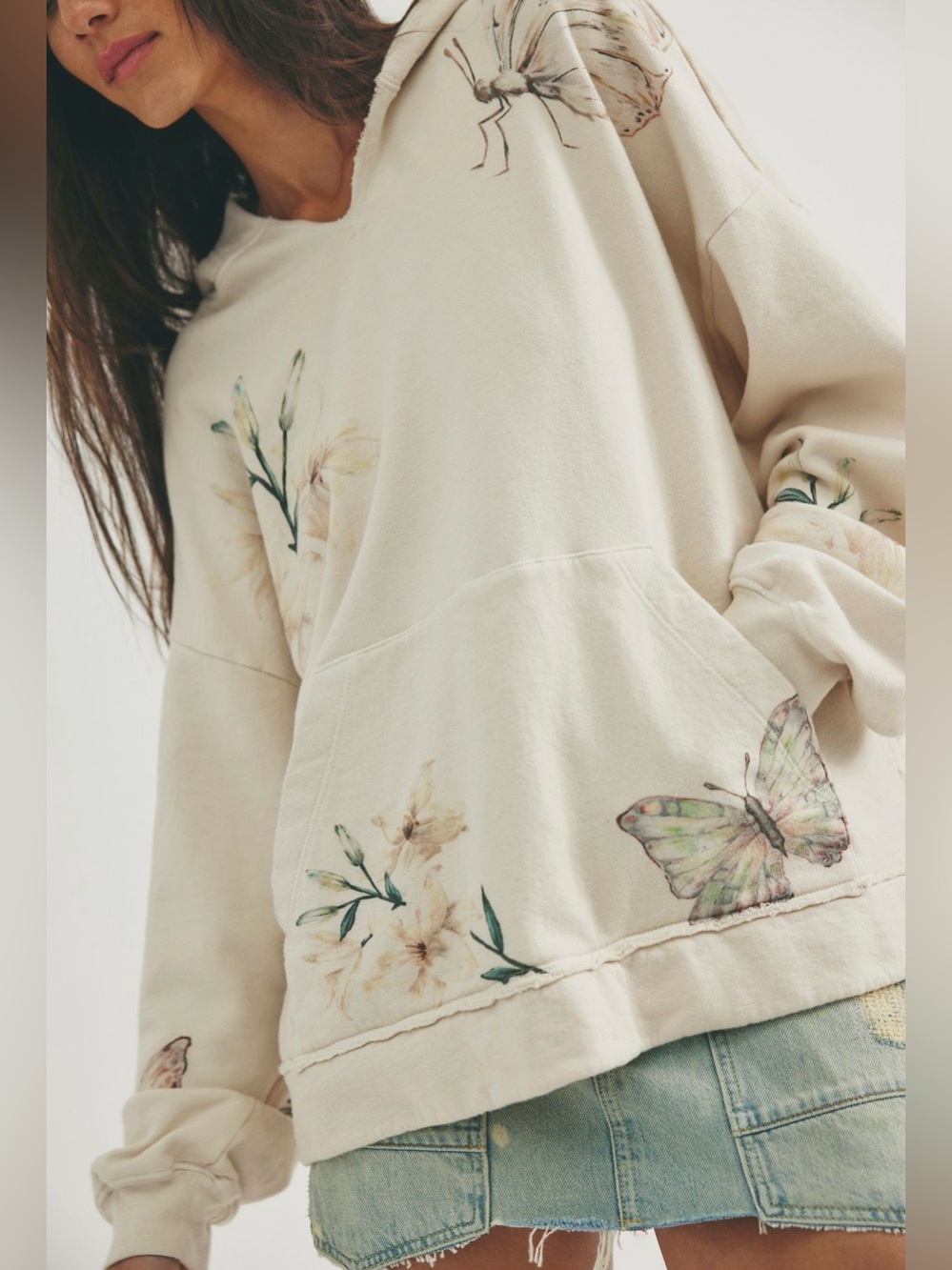 Free People x Juliet Johnstone Hoodie in Birch Combo